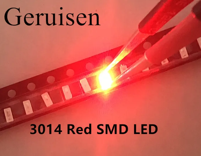100 шт/3014 SMD LED чип красный ультра яркий 0 1 Вт 6 8LM 30mA 3V поверхностное крепление