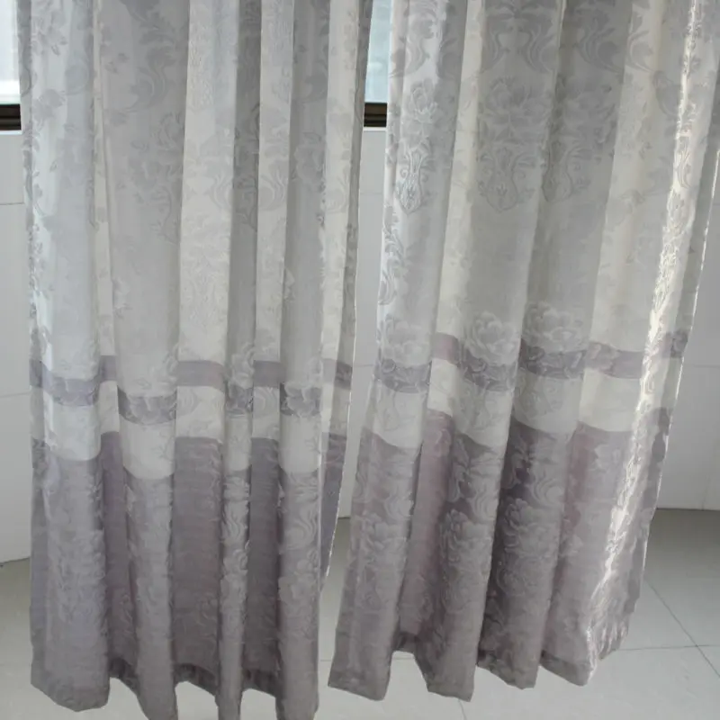 Haute Qualité Rideau Pour Chambre Argent Fil Gris Patch