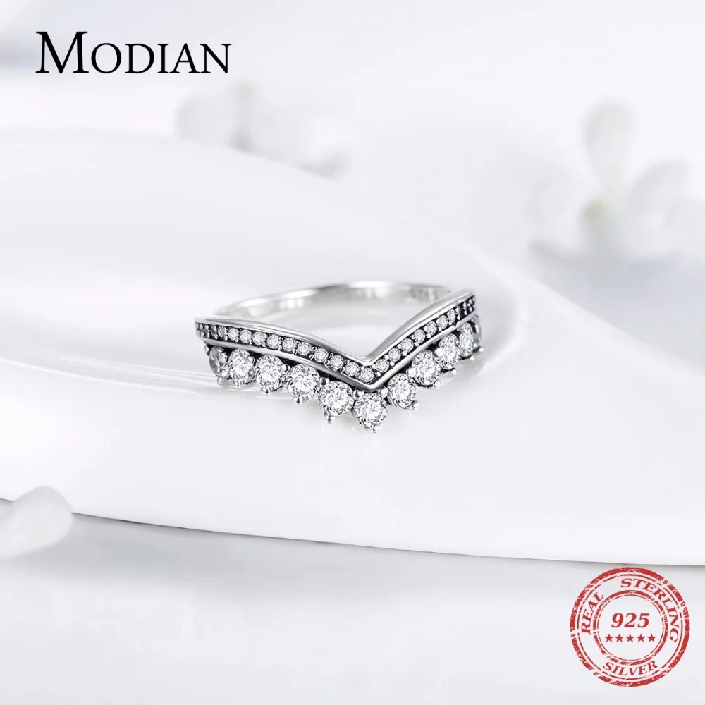 925 Sterling Zircon Crown Finger Ring Classic Stackable Silver Jewelry For Women Wedding Christmas Gift