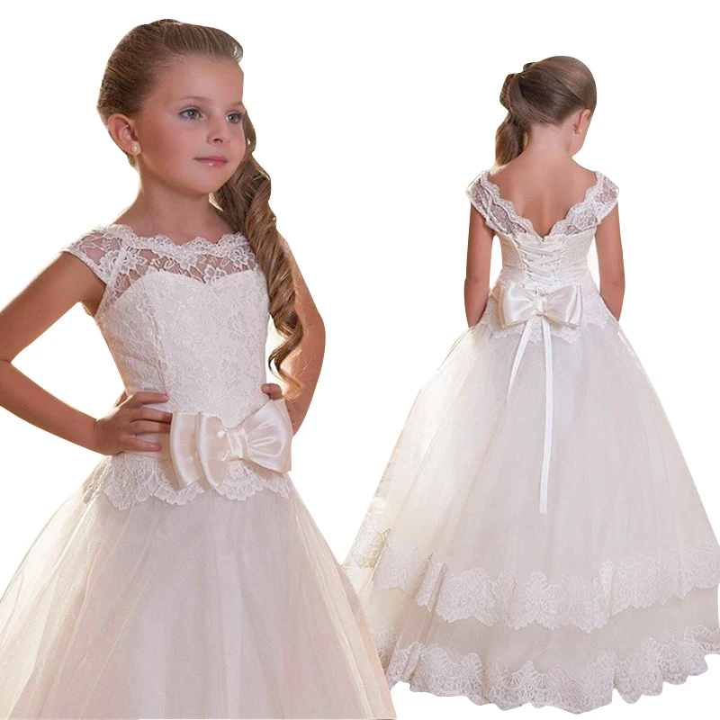 3-12-years-girl-Wedding-flower-girl-dress-European-and-American-lace-big-Bow-princess-dress (1)