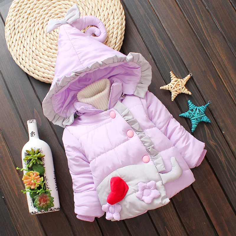 Winter Children Thick jacket for Girls Baby Cute Hooded Fleece coat Kids Down &amp Parkas 12 months - 3 year olds | Детская одежда и