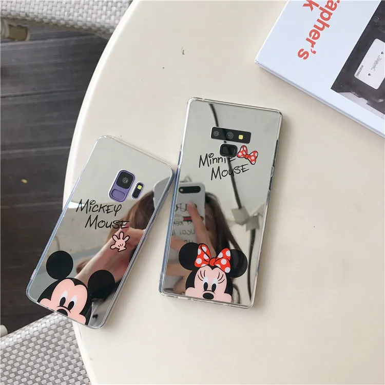 

Cute Hello Kitty Micky Minnie Mouse Mirror Phone Luxury TPU Soft Silicone Case For Samsung S9 S8 S10 PLUS NOTE 9 8 Shell Cover