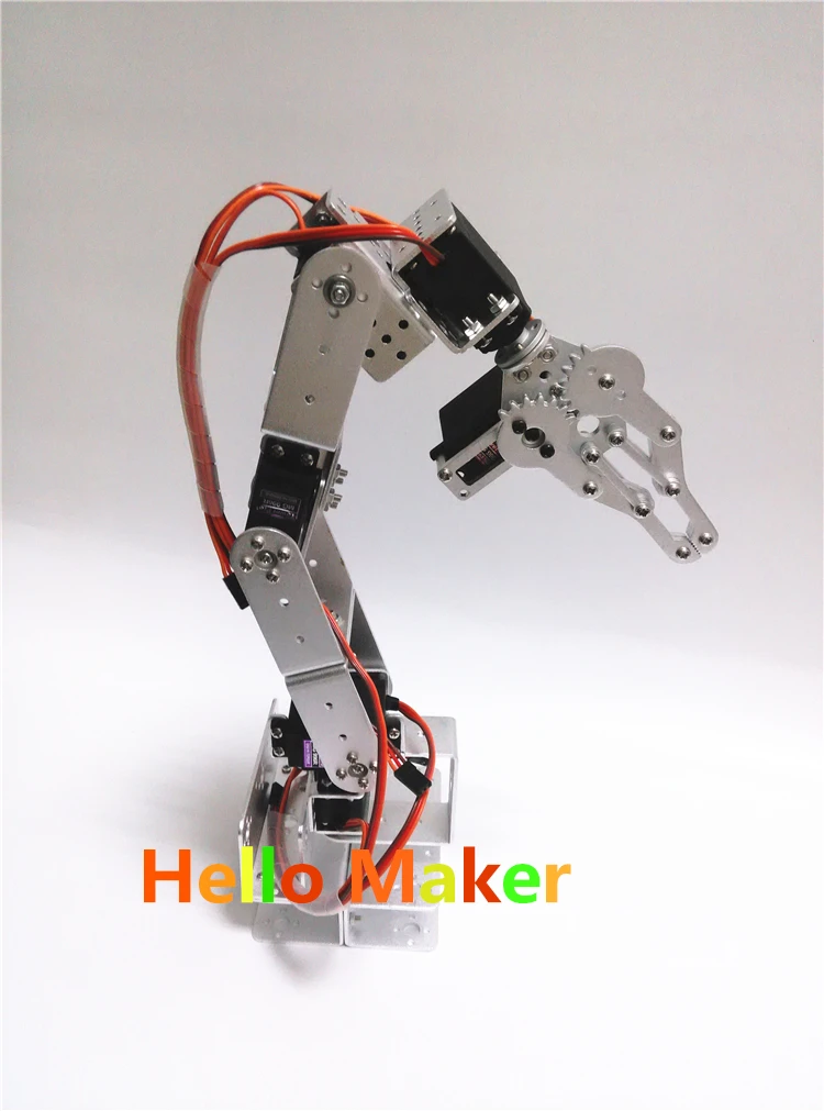 

Hello Maker H335 Industrial Robot Mechanical Arm 100% Alloy Six degrees of freedom Robot Arm Rack with 6 Servos