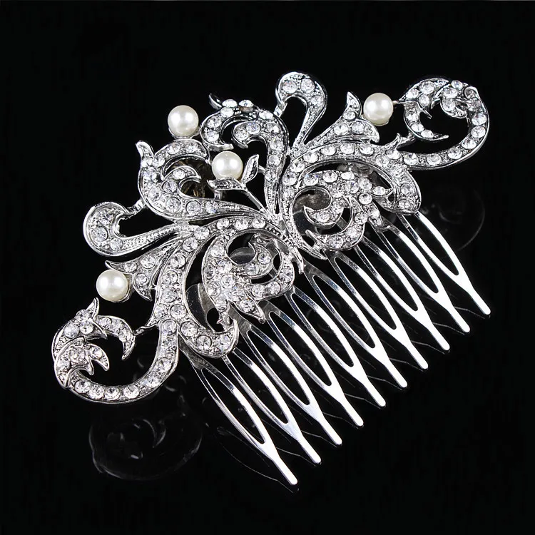 Hair Jewelry For Women Rhinestone Crystals Glittering Imitation Pearls Hair Comb Wedding Jewelry Bridal Hair Accessories