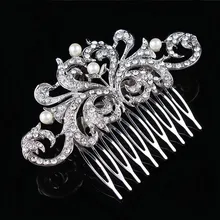 Hair Jewelry For Women Rhinestone Crystals Glittering Imitation Pearls Hair Comb Wedding Jewelry Bridal Hair Accessories