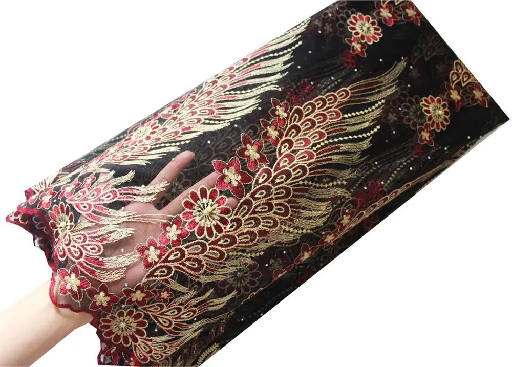 Wine lace fabric