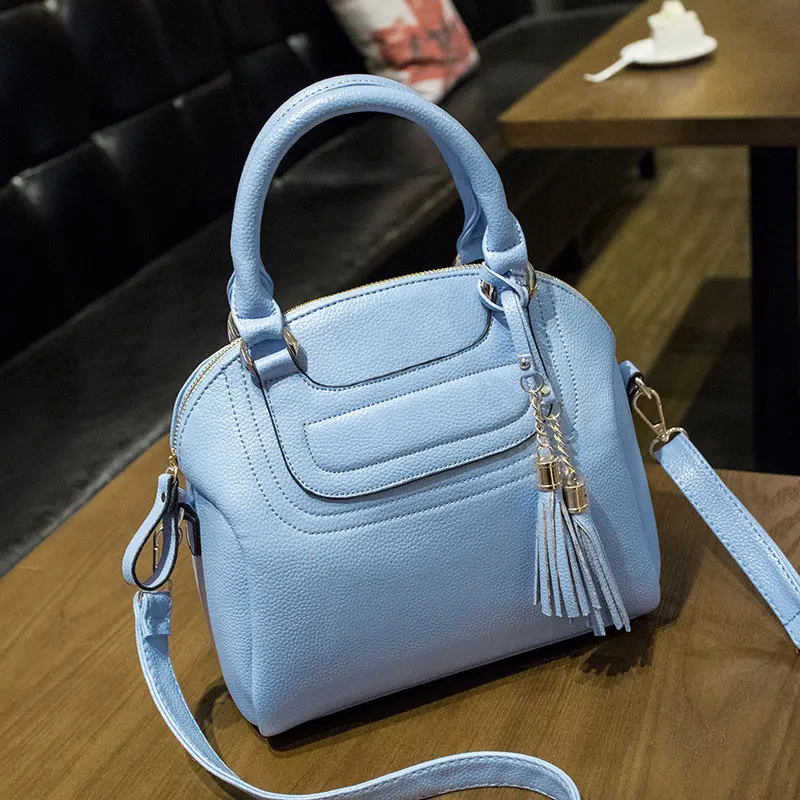 New Fashion Tassel Ladylike Shell Bag Women Sweet Style Plain font b Handbag b font Designer