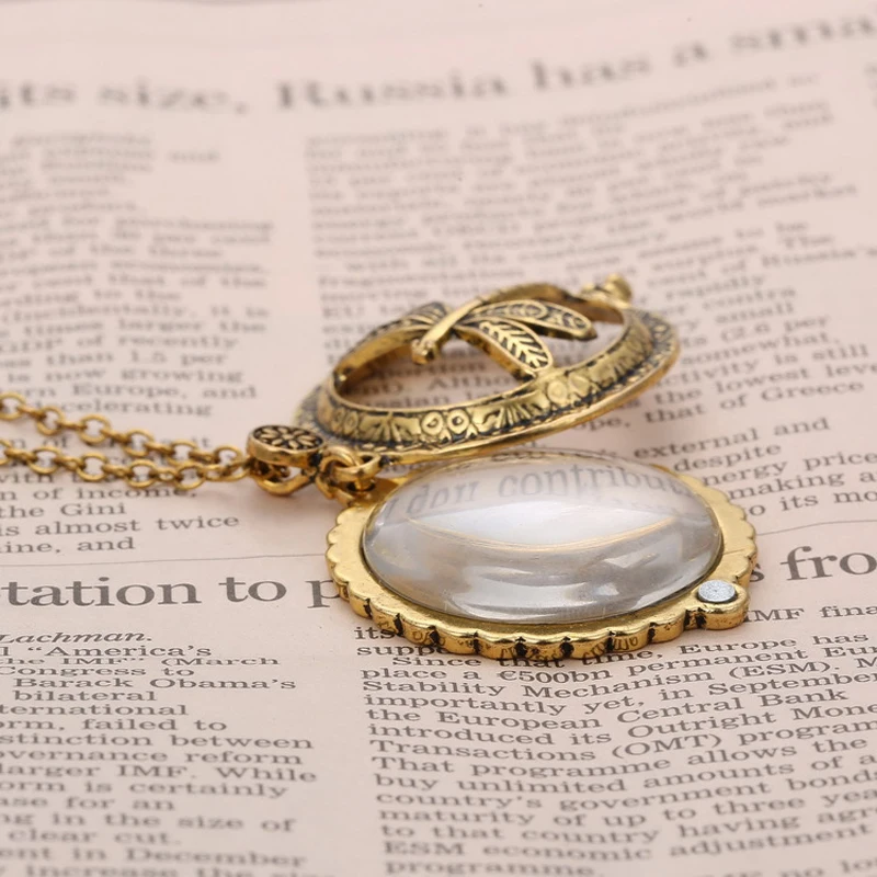 Retro Antique Statement Necklace Shellhard Crystal Cat Magnifying Glass Pendant Long Chain Necklace Fashion Jewelry For Women