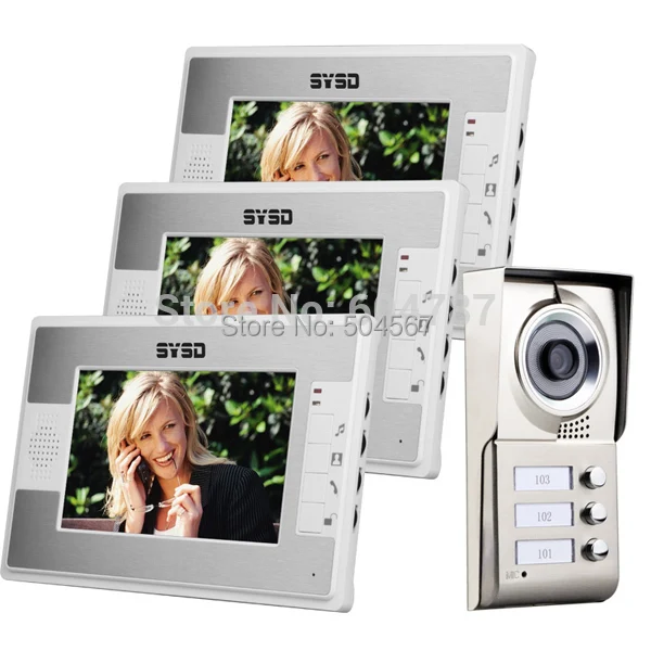 

7" LCD Video Door Phone Doorbell Home Security Intercom for 3 Families