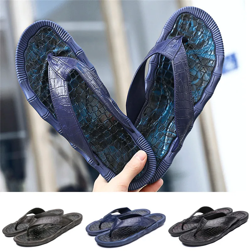 Casual männer Persönlichkeit Wohnungen Durable Flip-Flops Antiskid Hausschuhe Strand Schuhe terlik kapcie Rutschen 40FE11