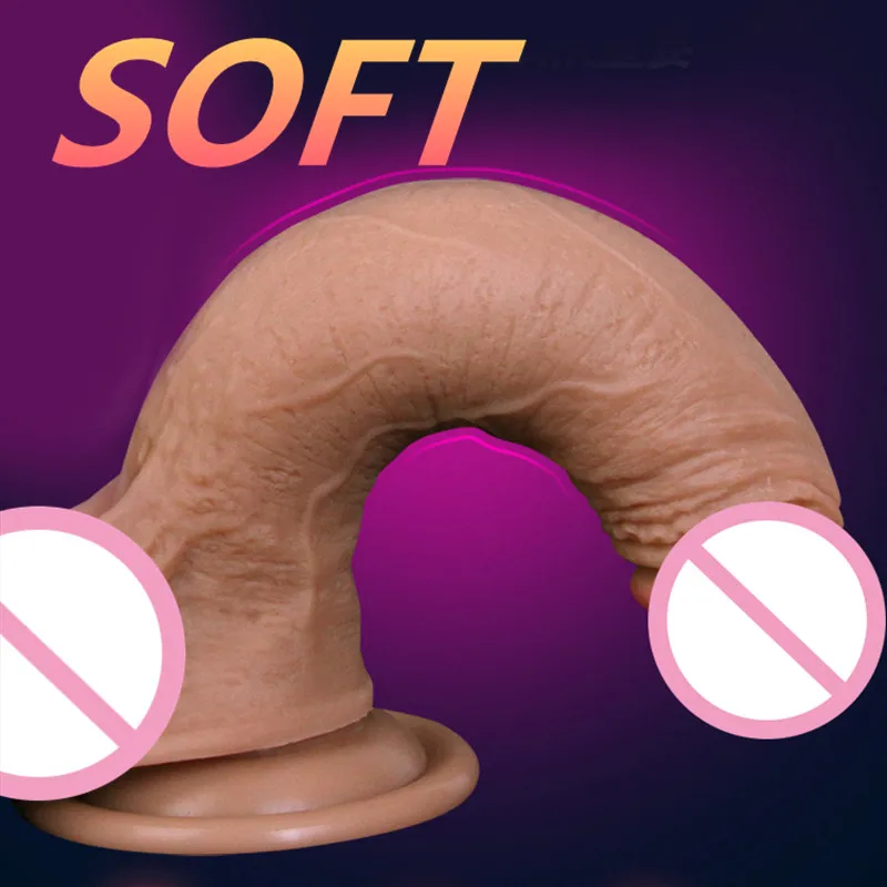 Kopen Super Zachte Double layer Siliconen Dildo Realistische Dildo Mannelijke Kunstmatige Penis Lul Vrouwelijke Masturbator Volwassen Speeltjes Voor Vrouwen