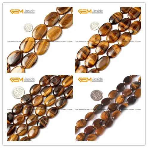 Tiger Eye Beads Oval Yellow Selectable Size Natura...