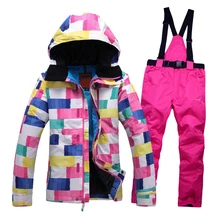 Women skiing sets jackets ski suits jackets + pants snowboard clothing, snowboard ski jacket Waterproof Breathable Wind warm