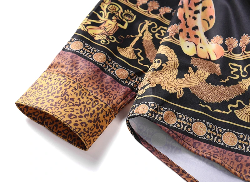 XIMIWUA 2019 Famous Brand Shirt Men Long Sleeve 3d Print Leopard Covered Button Hawaiian Shirts High Quality Hot Chemise Homme
