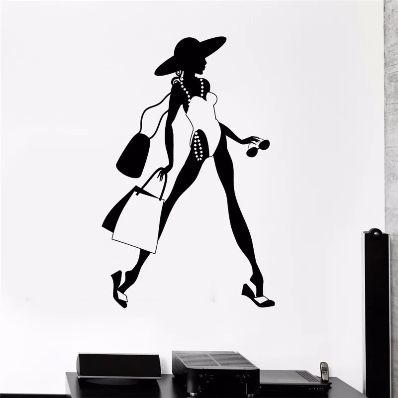 Beautiful Woman WallDecal Fashion Sexy Girls Clothes Shop Mural PVC