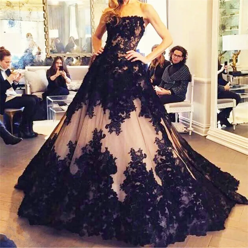 black and pink ball gown