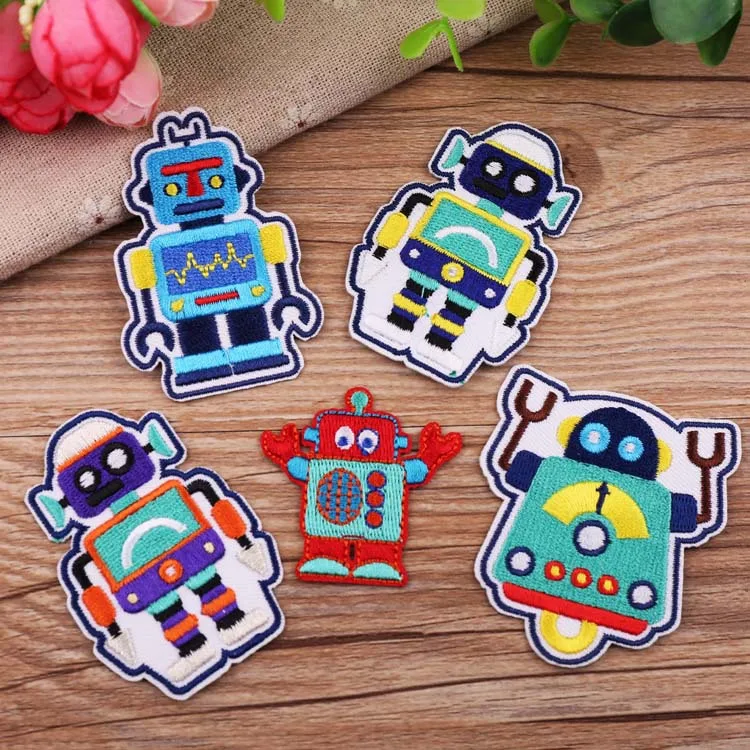 cloth stickers computer embroidery chapter cute cartoon robot children T-shirt clothes decoration patch stickers