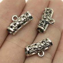 Cuentas de bola de 19x10x7mm para hacer joyas DIY cuentas de flores de Color plata antigua