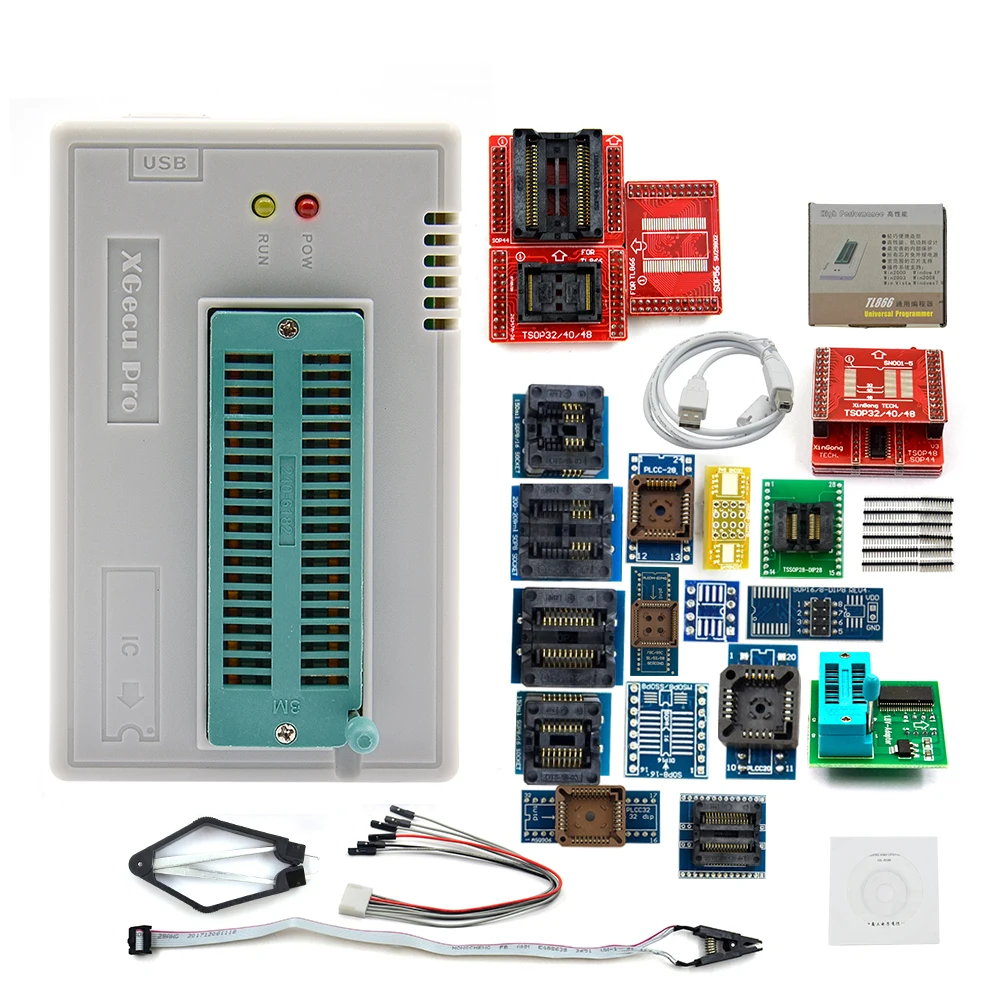 minipro TL866II плюс программист+ 24 адаптера+ SOP8 тестовый зажим AVR eeprom лучше, чем TL866CS/TL866A программист USB