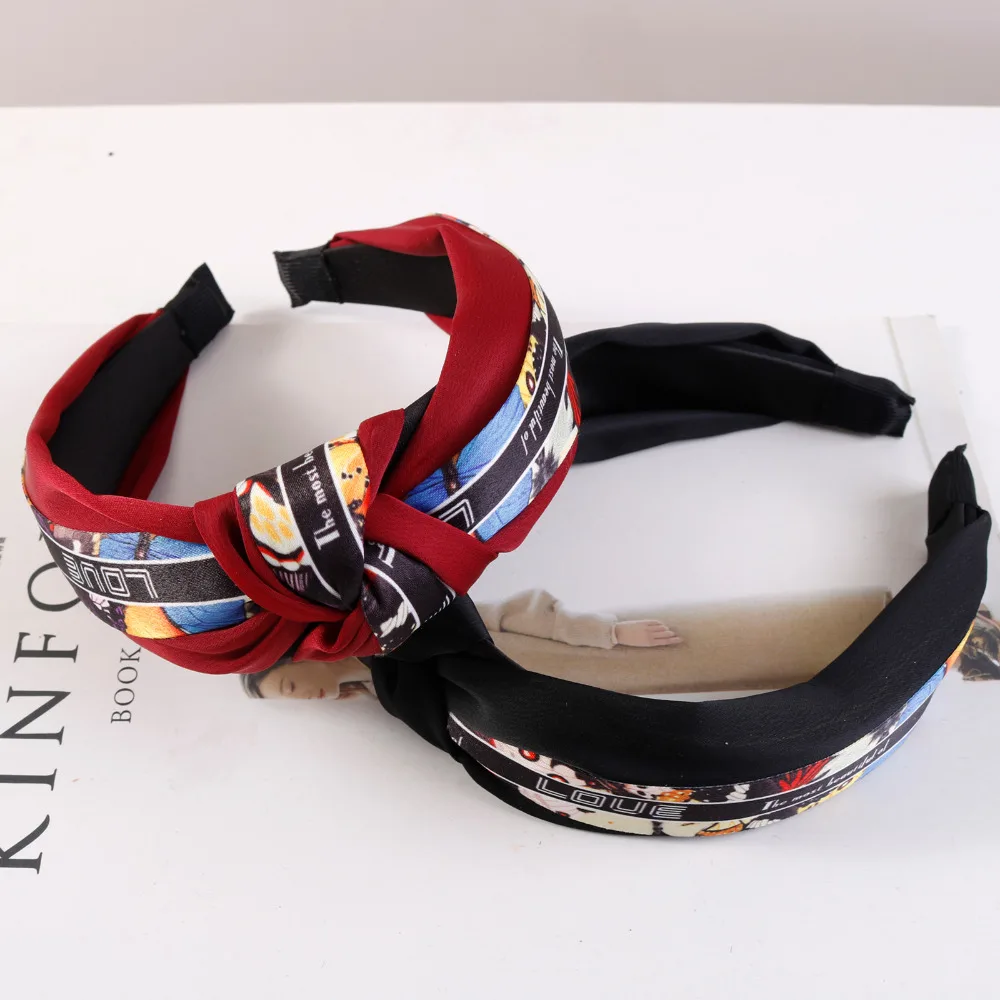 

2019 Autumn Winter Hair Accessories Knot Hairband Turban Wide Side Floral Elastic Hair Band Headwear Wholesale