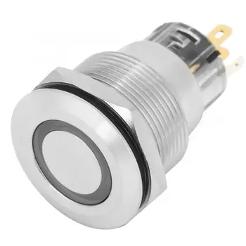 

20Pcs 22mm Automatic Reset Flat Ring Light NC + NC + C Stainless Steel Button Switch Flat Ring Light Button Switch