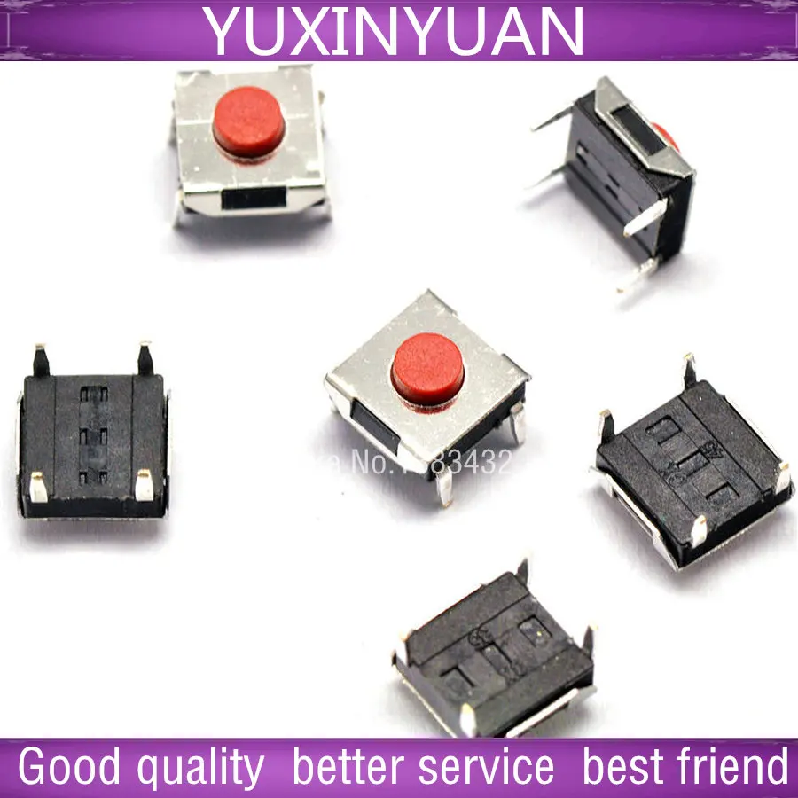 

6 * 6 * 3.1 MM light touch switch vertical 4 feet red button waterproof copper head 10pcs/lot