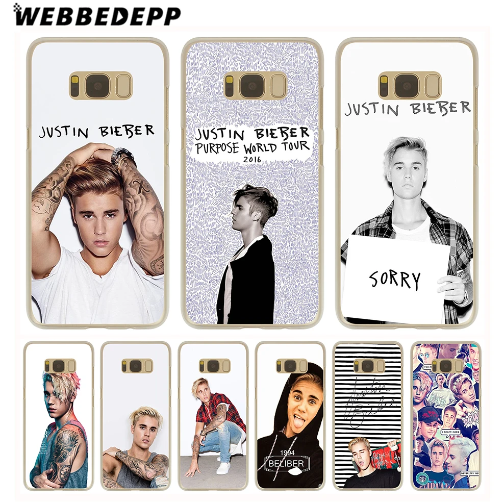 WEBBEDEPP Justin Bieber Art Hard Transparent Phone Case for Galaxy S6 S7 Edge S9 S8 S10e Plus S5 S4 S3 Cover