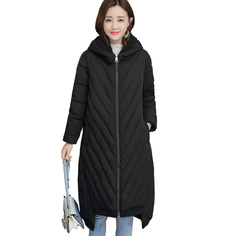 Winter Jacket Women Coats Plus Size Female Parka Hooded Loose Thick Cotton Padded Jacket Women Clothing Long Down Cotton Jacket