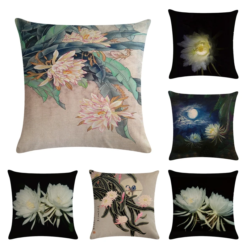 45*45CM Noble White Lotus Pillow Cover Suitable for Women's Home Decoration Square Sofa Cushion | Дом и сад