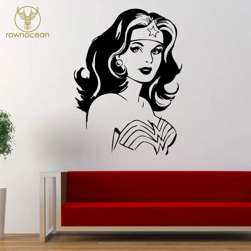 

Justice League Superhero Wonder Woman Diana Wall Sticker Vinyl Home Decor Mural Removable Interior Decoration Decals Brand 3300