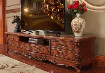 

American House Marble Tv Cabinet, Solid Wood Carving Cabinet, Living Room Furniture, European Tv Cabinet.