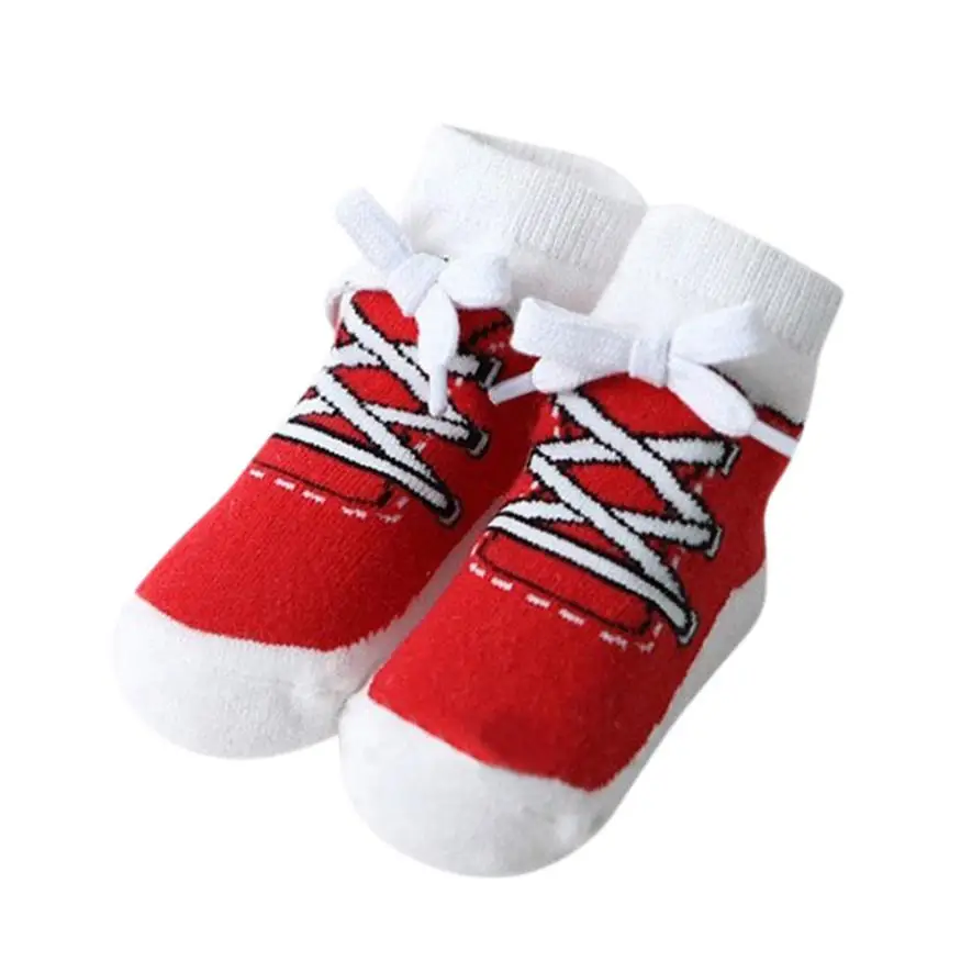 1 пара милых детских теплых нескользящих полосатых удобных мягких носков с рисунками животных для новорожденных мальчиков и девочек