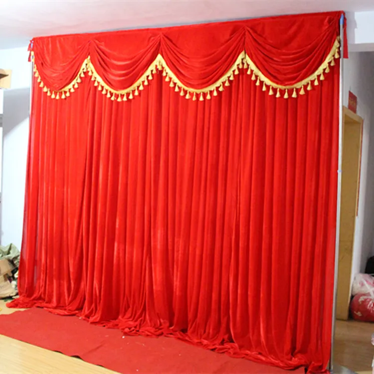 Customade Velvet 3*3m Party Stage Backdroung Curtain Sign Table