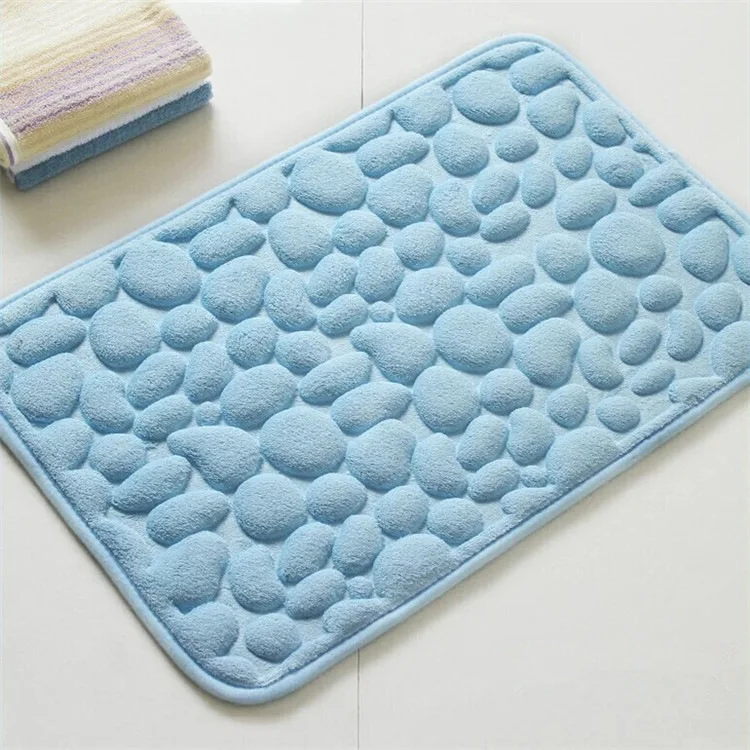 3D коврик для ванной, галька, натуральный SBR резиновый коврик для ванной, с эффектом памяти, хлопок, супер абсорбент - Цвет: Blue
