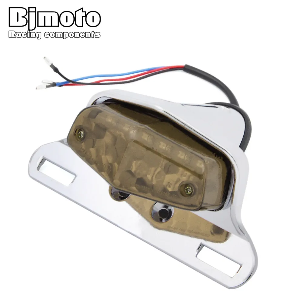 Best BJMOTO Motocross Lights Side Mount Motorcycle License Plate Bracket Brake Tail Light for Harley Bikes Bobber Choppers Custom