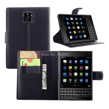 

100pcs/lot&Free shipping Lychee Litchi wallet leather cover case stand with card holder for BlackBerry Passport Q30