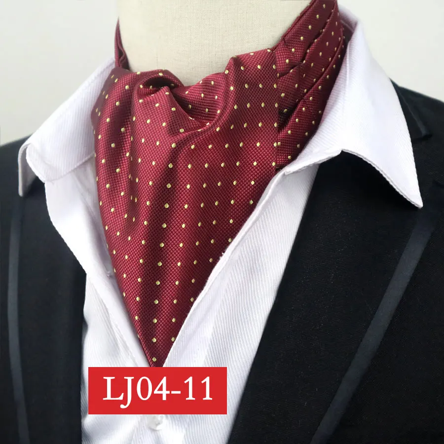 YISHLINE мужской красный фиолетовый черный в горошек модный официальный Шелковый шейный платок Аскот галстук джентльмен самозавязывающийся полиэфирный шелковый галстук - Цвет: LJ04-11