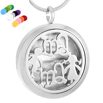 

Magnetic Stainless Steel Girl&Boy and MAMA Aromatherapy Locket Memory Photo Locket Pendant Essential Oil Diffuser Necklace