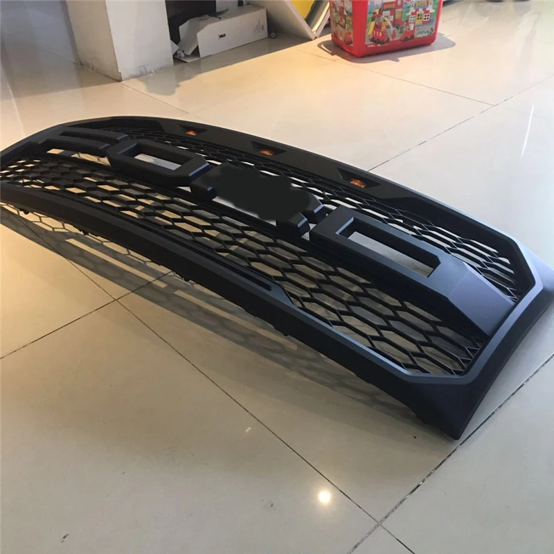 

Car accessories For FORD F150 2009-2014 ABS Black Front Trim Replacement Grill GRILLES Raptor Style with LED+Letters Stock