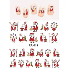 UPRETTEGO дизайн ногтей Красота водная наклейка слайдер наклейки для ногтей Рождество олень Супермен снеговик носки Луна RA019-024