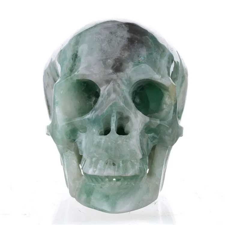 

1370g Natural Green Fluorite Crystal Skull Carving,Collectibles