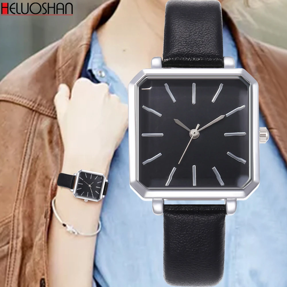 Top Brand Square Woman Bracelet Watch Contracted Leather Crystal WristWatches Women Dress Ladies Quartz Clock Dropshiping