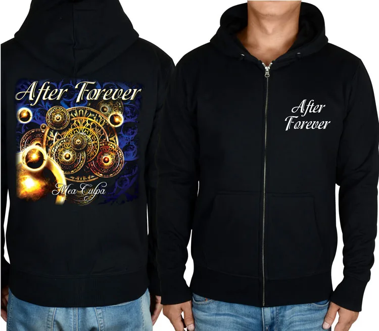 6 Стильная верхняя одежда толстовки с капюшоном на молнии с надписью After Forever Gothic Band хлопковая зимняя теплая куртка рок Толстовка в стиле панк флис sudadera - Цвет: 1