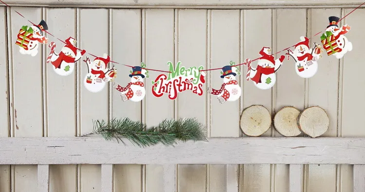 

Christmas Decoration Banner Flag New Year Party Decoration Santa Snowman Parachute Flags Garlands Christmas Decor