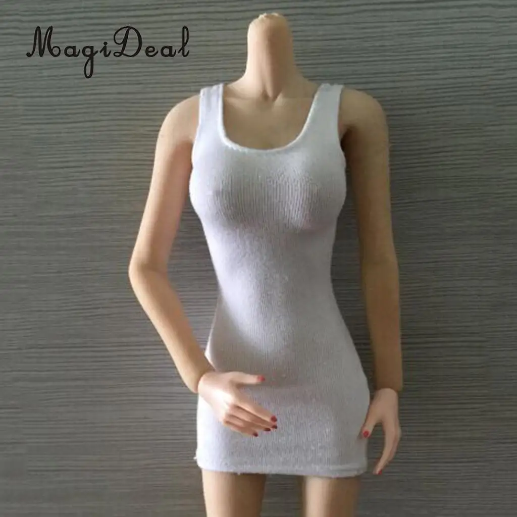 MagiDeal Fashion Cotton 1/6 Package Hip Vest Dress for 12 Inch Female Action Figure Body   Party Evening Clothes 4Colors