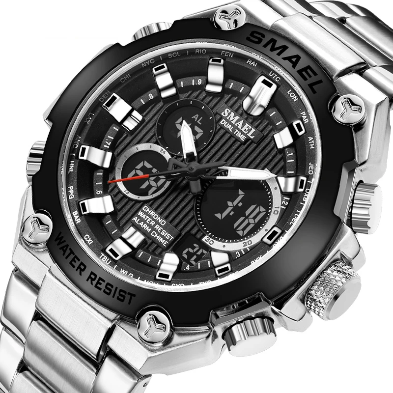 SMAEL Men's Watches Luxury Sport Quartz 30M Waterproof Watch Men Business Black Dial Wristwatch Clock Military Relogio Masculino