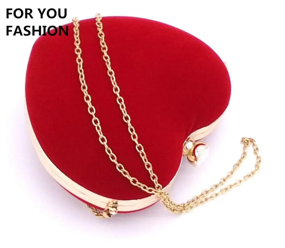 2016 New Arrive Heart Shaped Bag Cute Funny Women Evening Bag Party Wedding Clutch Purses Chain ...