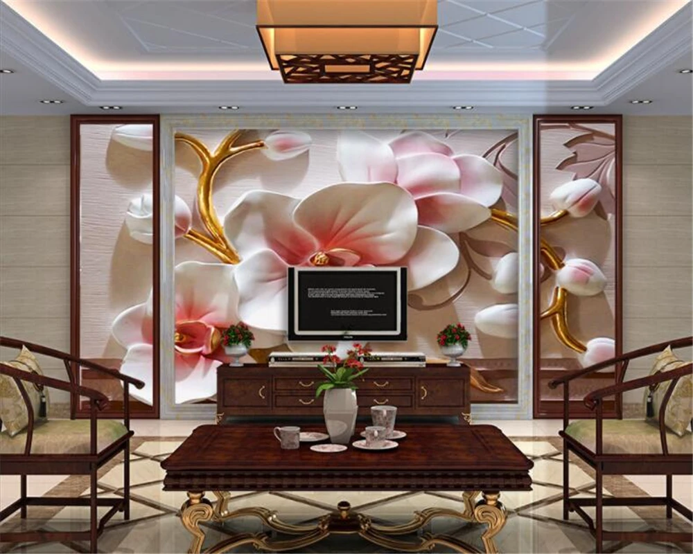 Beibehang фото обои 3D фаленопсис рельеф стены Современная мода цветочный декоративная живопись папье peint росписи 3d обои