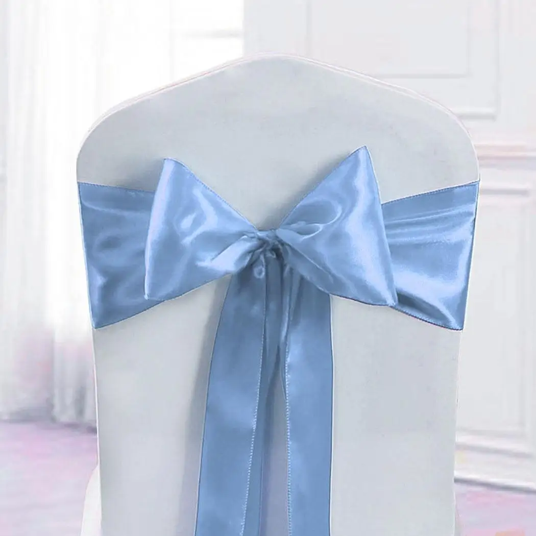 Крышка стула галстук-бабочка лента для свадьбы и мероприятий поставки украшение для вечеринки; Рождество - Цвет: light blue