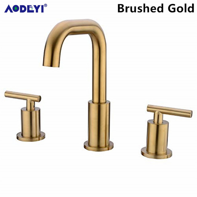 Sink Widespread Faucet Dual Handle Mixer Black hot & cold water Deck mounted tub Faucets Brushed gold 3 hole Basin tap